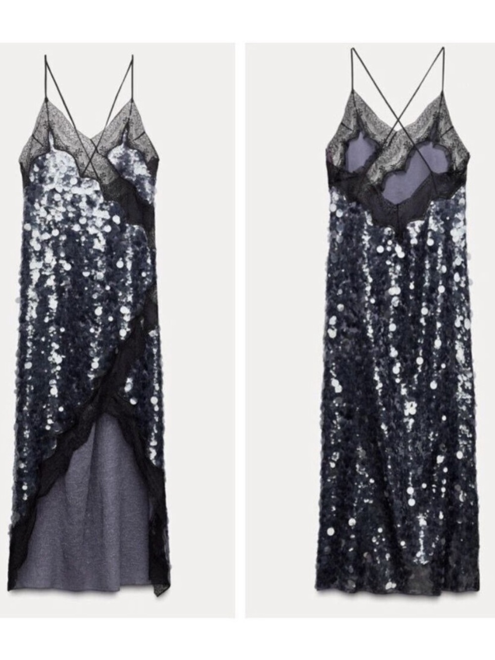 NWT Zara Collection Runway Sequin Lace Intimate Dress Size XL